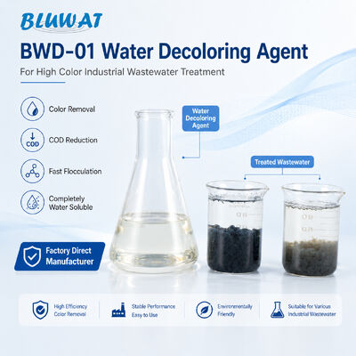 কেনা BWD-01 ওয়াটার ডিকলারিং এজেন্ট CAS 55295-98-2 50% সলিড কন্টেন্ট সহ উচ্চ রঙের শিল্প বর্জ্য জল চিকিত্সার জন্য অনলাইন উত্পাদন
