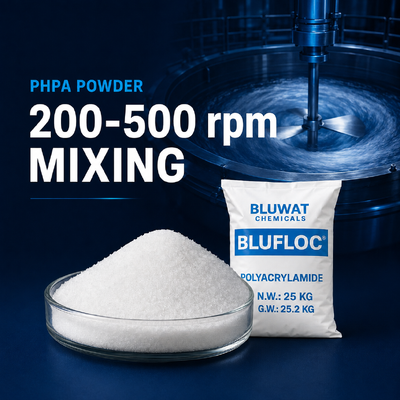কেনা PHPA পাউডার এক ঘন্টা হাইড্রেশন সঙ্গে 200-500 rpm এ মিশ্রণ অনলাইন উত্পাদন