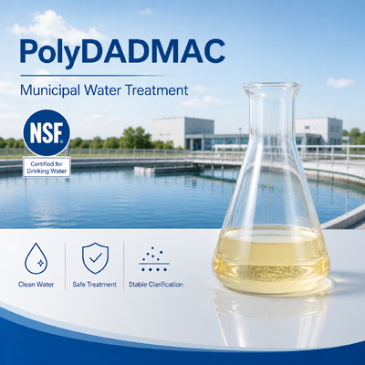কেনা NSF-certified High-charge Cationic PolyDADMAC Liquid Quaternary Ammonium Polymer with 20%, 40%, 50% Solid Content অনলাইন উত্পাদন